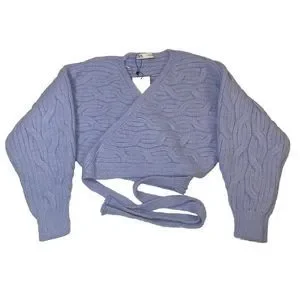 Zara Sweaters Zara Wrap Cable Knit Chunky Cardigan Blue Womens